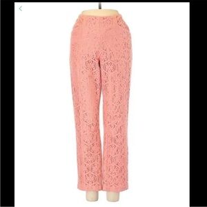 Anthropologie Corey Lynn Calter Pink Straight Leg Cropped Lace Pants 8